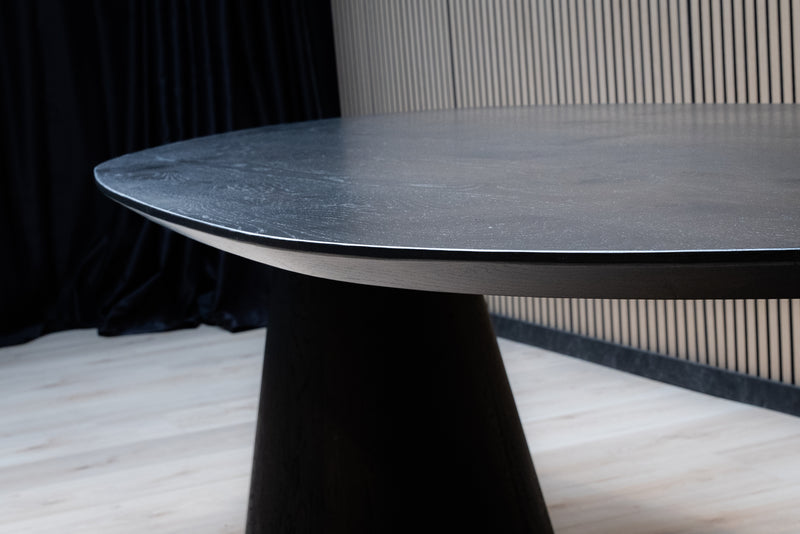 Table en chêne bio - Pieds coniques - Gris foncé