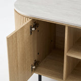 TV-Meubel Riku (160 cm) – Naturel Eik & Baroque Grijs Keramiek