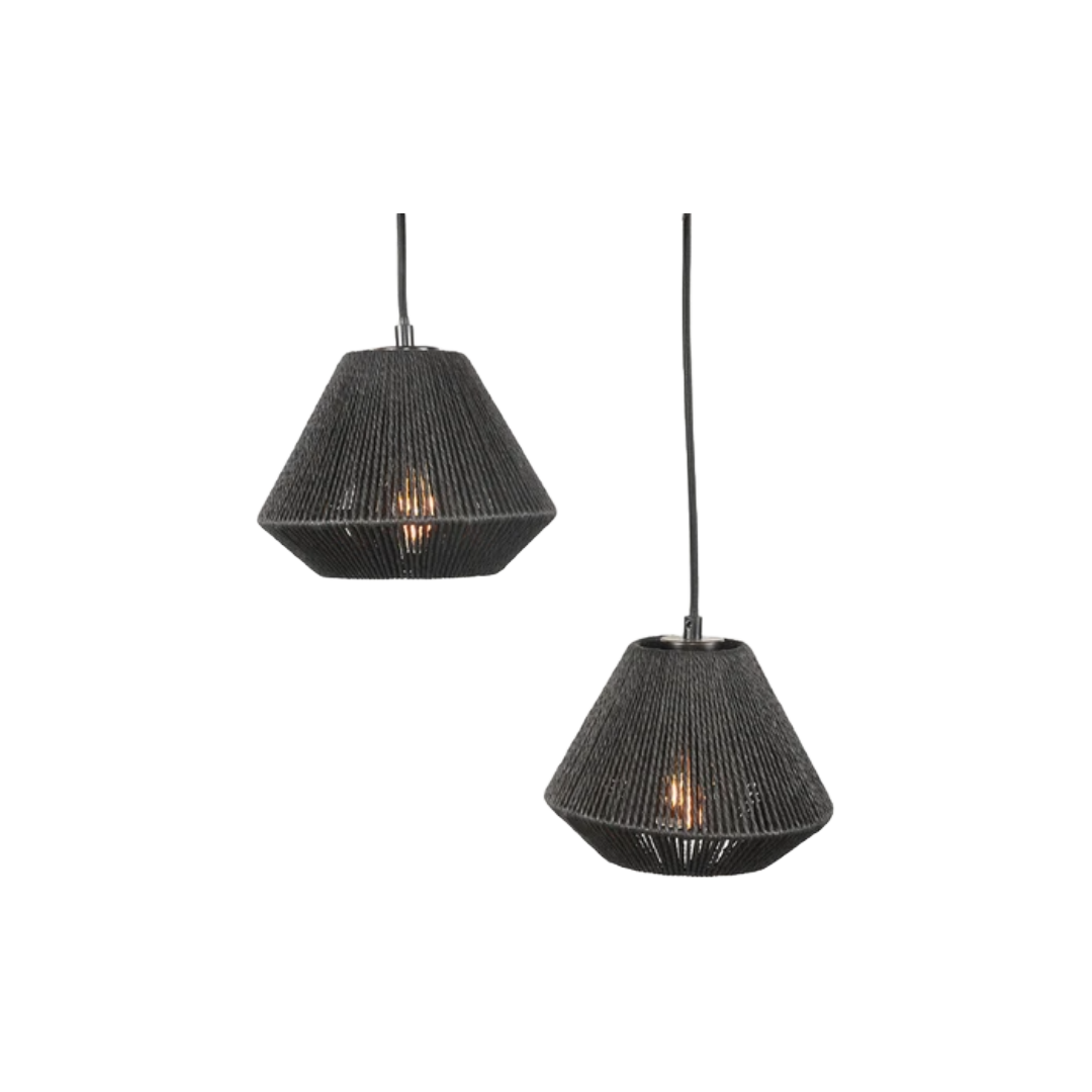 Hanglamp Ibiza - Zwart - Jute - 2-Lichts - Inrichting Op Maat