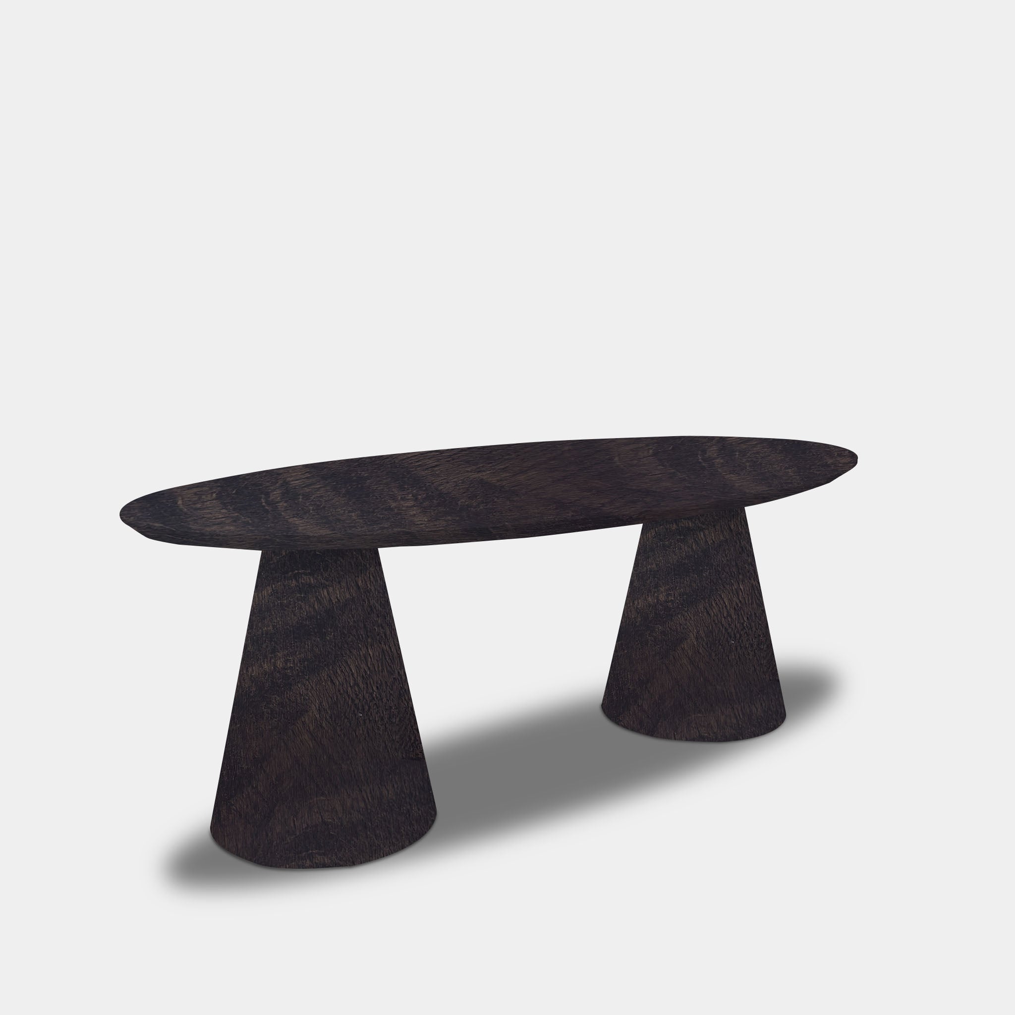 Tafel Ovaal Eikenhout - Set Kegelpoot - Dark Grey