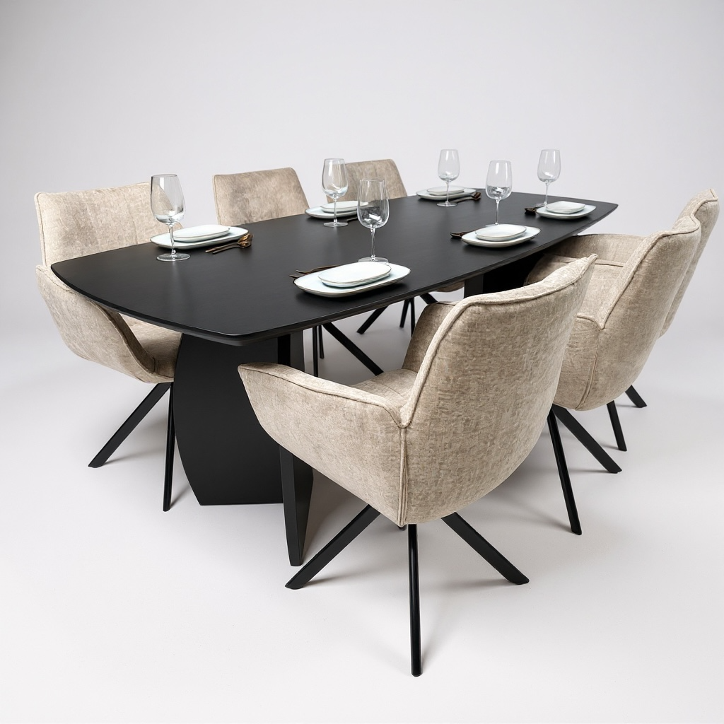 Danish Oval Oak Table - Triangle Set - Dark Oak