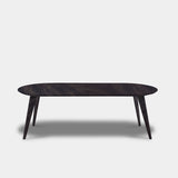 Tafel Plat Ovaal Eikenhout - Hout Onderstel - Dark Grey