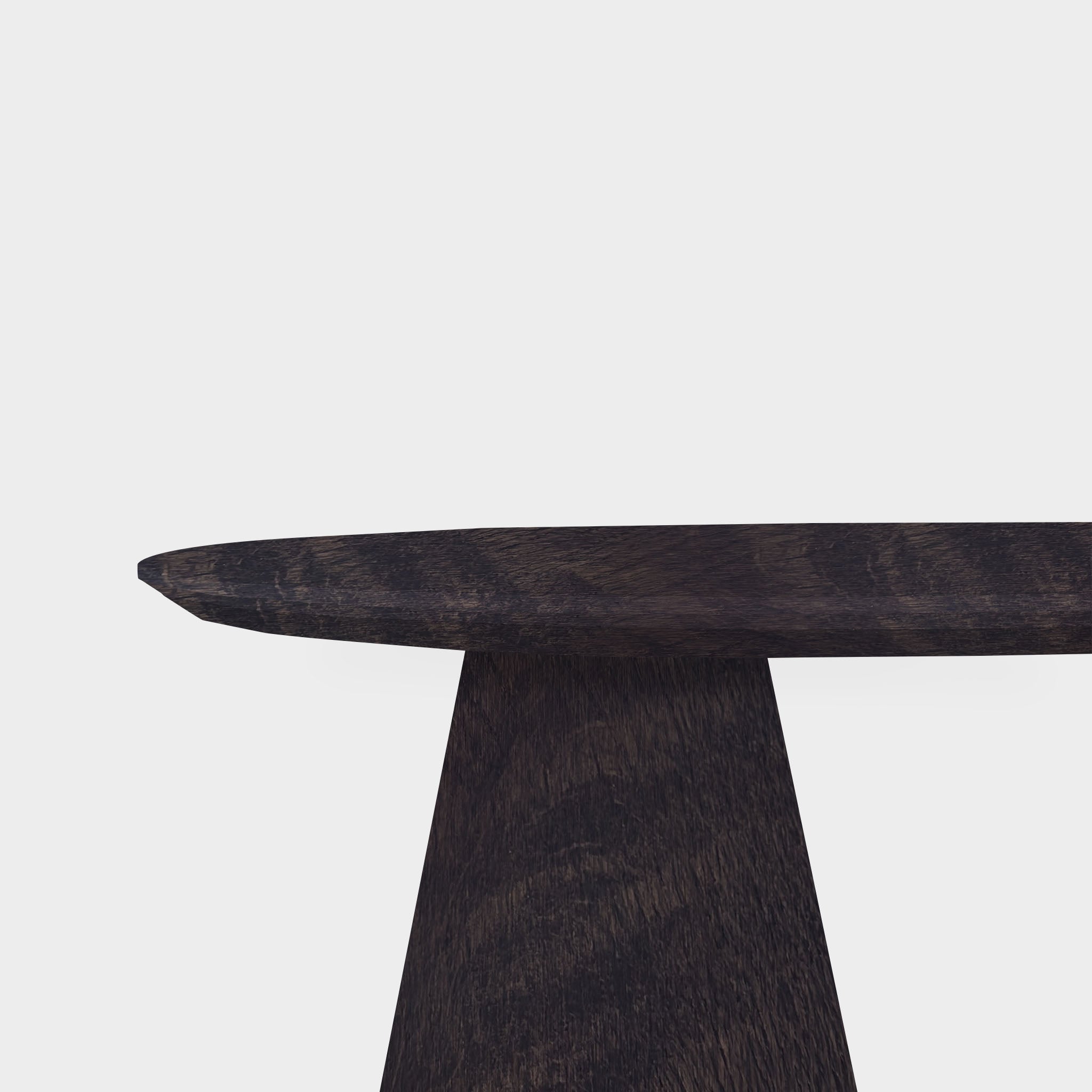 Tafel Plat Ovaal Eikenhout - Set Kegelpoot - Dark Grey