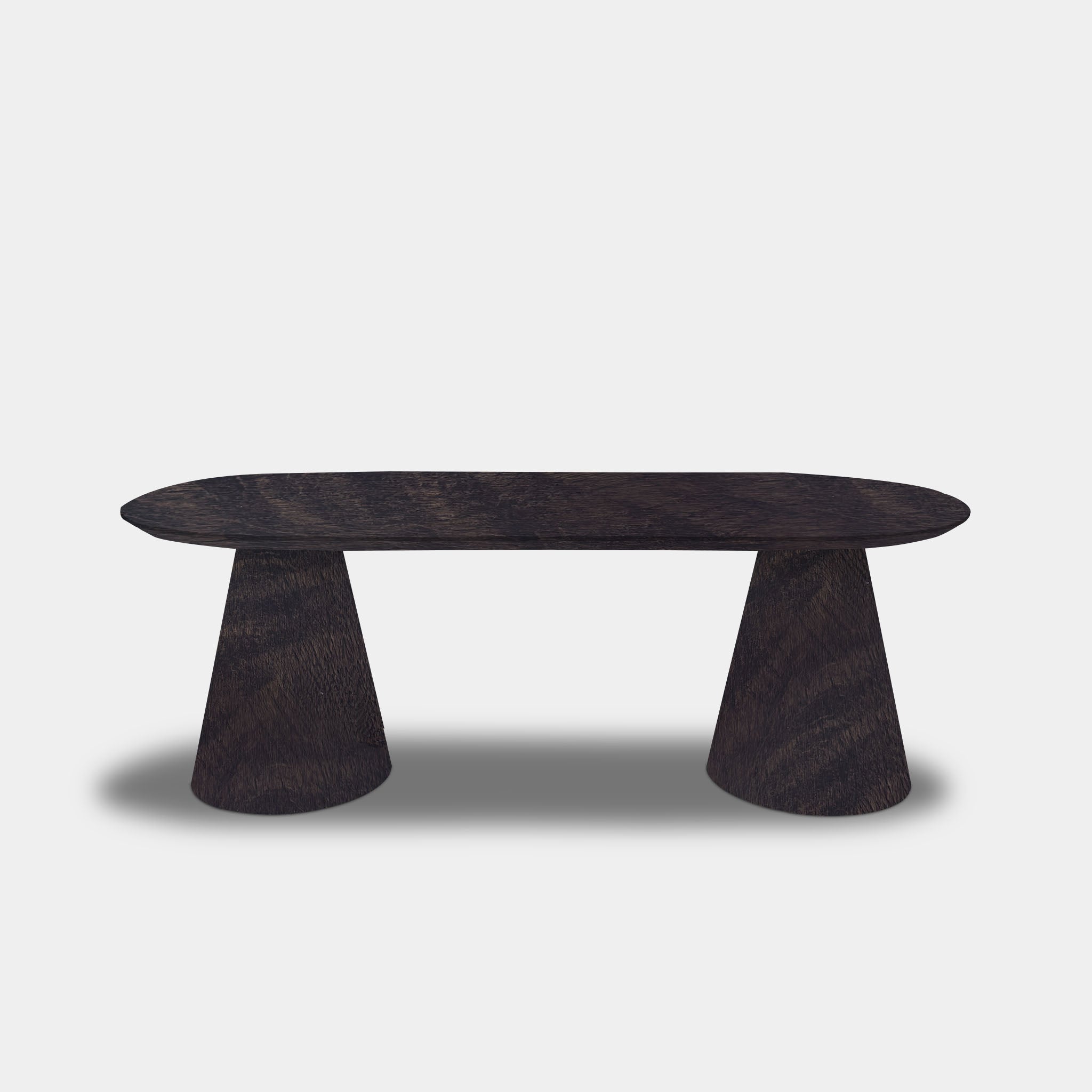 Tafel Plat Ovaal Eikenhout - Set Kegelpoot - Dark Grey