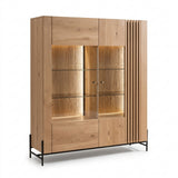 Wandkast Ascona - 160 cm - Massief Wildeiken met LED-verlichting