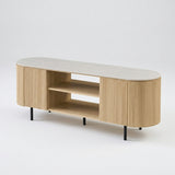 TV-Meubel Riku (160 cm) – Naturel Eik & Baroque Grijs Keramiek