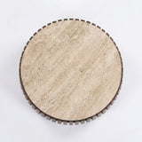 Ronde Salontafel Luka 70 cm – Mangohout & Travertin