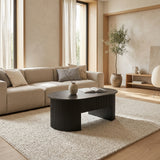 Plat ovale Salontafel Lars Donkerbruin - Lift-top - 120 x 70 cm