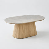 Plat Ovale Salontafel Vito Grijs - Keramiek - 120 x 70 cm