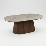 Plat Ovale Salontafel Vito Beige - Keramiek - 120 x 70 cm