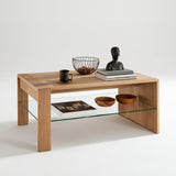 Salontafel Livigno - Massief Wildeiken met glas