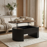 Plat ovale Salontafel Lars Donkerbruin - Lift-top - 120 x 70 cm