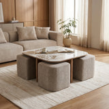 Salontafel Elena - 4 poefs - 80x80cm