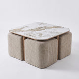 Salontafel Elena - 4 poefs - 80x80cm