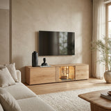 TV-Meubel Livigno 175 cm - Massief Wildeiken met LED-verlichting