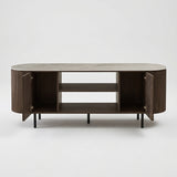 TV-Meubel Riku (160 cm) – Donkere Eik & Shakespear Beige Keramiek