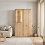 Wandkast Livigno - 92,4 cm - Massief Wildeiken met LED-verlichting