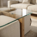 Salontafel Sana 90x90 cm met 4 Poefs