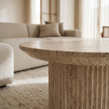 Plat Ovale Salontafel Lars 120x70 cm – Traventin Beige