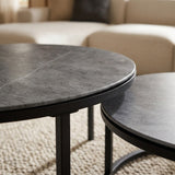 Grijze Steenlook Salontafelset Buffy Rond