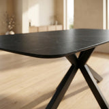 Eettafel Yori Deens Ovaal 180x90cm - Zwarte Keramiek