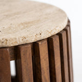 Ronde Salontafel Luka 70 cm – Mangohout & Travertin