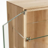 Vitrinekast Livigno - 132,8 cm - Massief Wildeiken met LED-verlichting