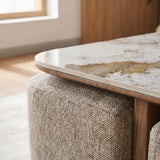 Salontafel Elena - 4 poefs - 80x80cm