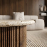 Salontafel Alex - Mango hout - Travertin Beige
