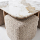Salontafel Elena - 4 poefs - 80x80cm