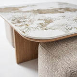Salontafel Elena - 4 poefs - 80x80cm