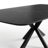 Eettafel Yori Deens Ovaal 180x90cm - Zwarte Keramiek