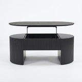 Plat ovale Salontafel Lars Donkerbruin - Lift-top - 120 x 70 cm