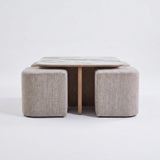 Salontafel Elena - 4 poefs - 80x80cm