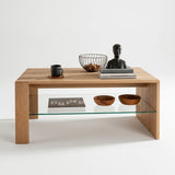 Salontafel Livigno - Massief Wildeiken met glas
