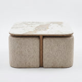Salontafel Elena - 4 poefs - 80x80cm