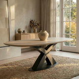 Plat ovaal Eikenhout - Onderstel Bridge