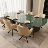 Green Marble Eetkametafel - Marmer onderstel - Deens Ovaal