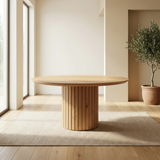 Tafel rond Eikenhout - Latjes onderstel