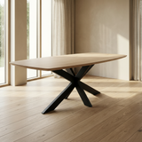 Danish Oval Oak Table - Triangle Set - Dark Oak