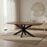 Danish Oval Oak Table - Triangle Set - Dark Oak