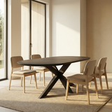 Danish Oval Oak Table - Triangle Set - Dark Oak