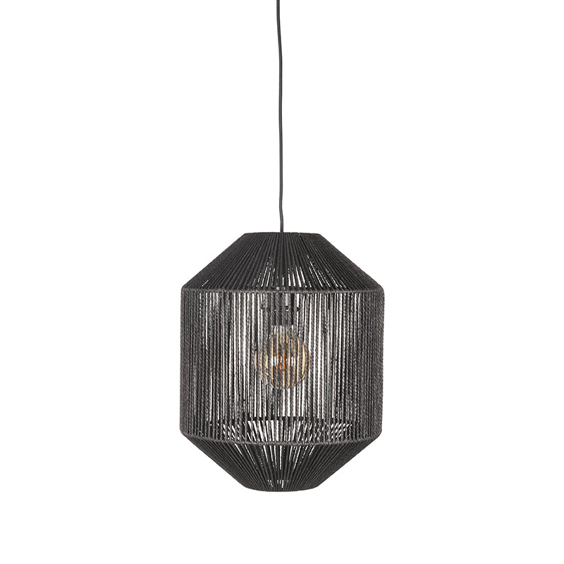 Hanglamp Ibiza - Zwart - Jute - 1-Lichts Cilinder - Inrichting Op Maat