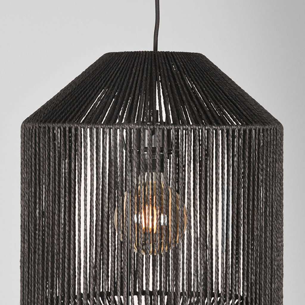 Hanglamp Ibiza - Zwart - Jute - 1-Lichts Cilinder - Inrichting Op Maat