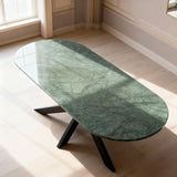 Green Marble Eetkametafel - Plat Ovaal