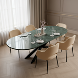 Green Marble Eetkametafel - Plat Ovaal