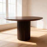 Tafel rond Eikenhout - Latjes onderstel