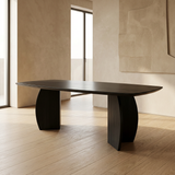 Tafel Deens Ovaal Eikenhout - Set Driehoek poot