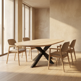 Danish Oval Oak Table - Triangle Set - Dark Oak