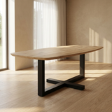 Danish Oval Oak Table - Triangle Set - Dark Oak